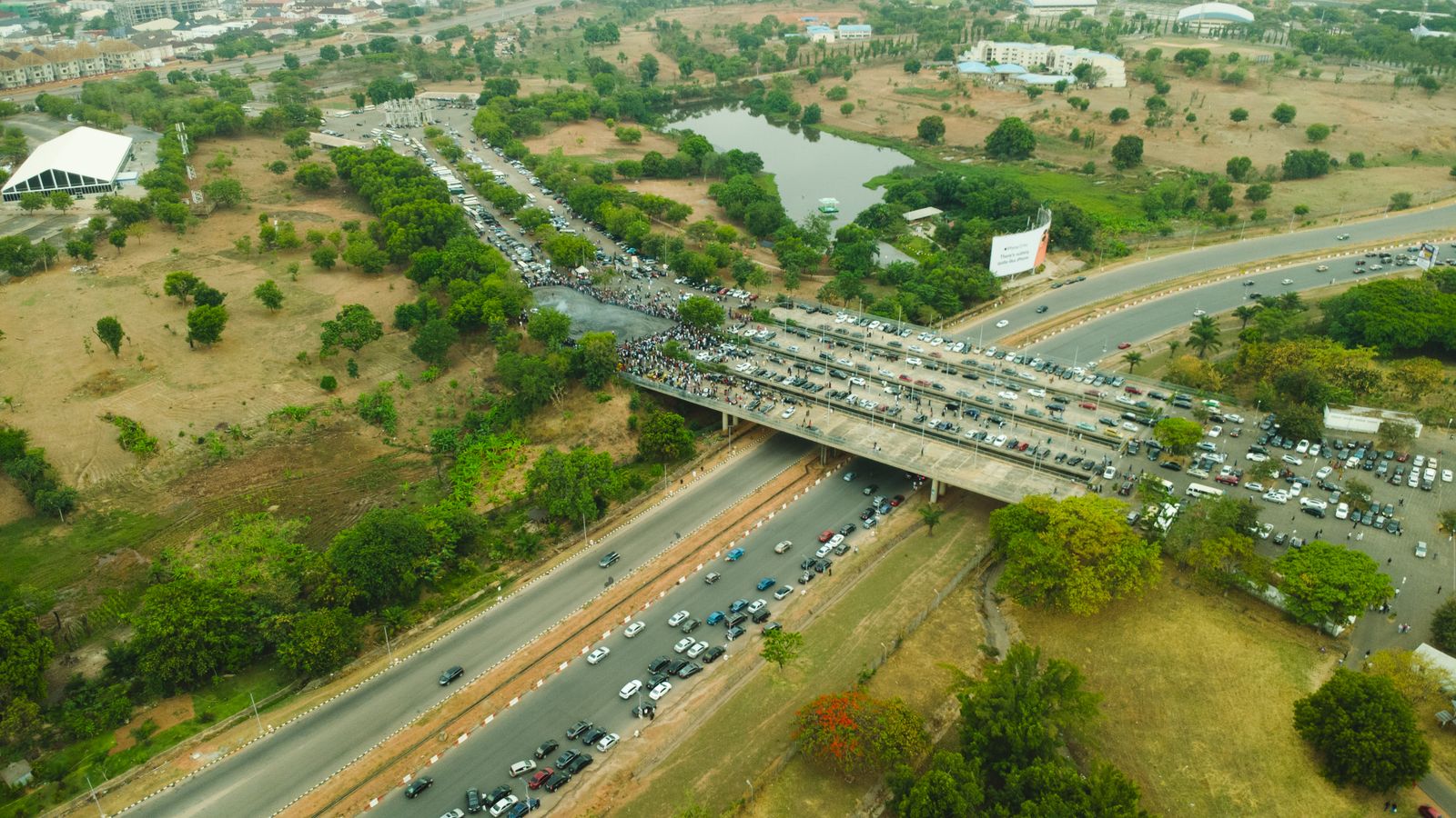 Traffic crossing a bridge in Abuja